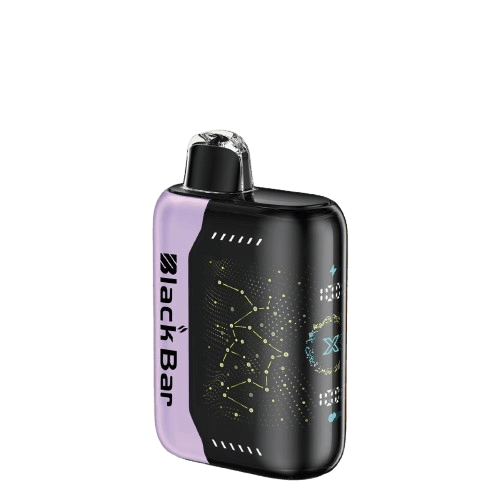 A 18ml Lime Berry Orange Black Bar Universe X disposable vape with lime, berry, and orange fruit graphics on the device. by Vape4Less.