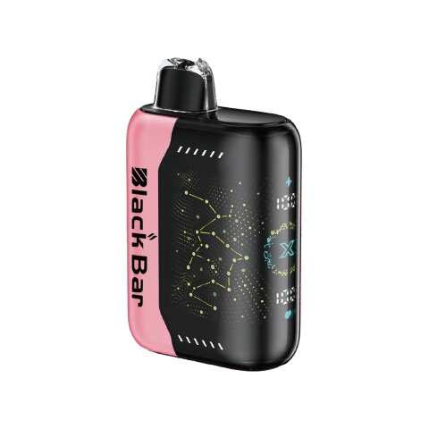 A 18ml Strawberry Kiwi Ice Black Bar Universe X disposable vape with red strawberry, green kiwi, and icy cool graphics. by Vape4Less.