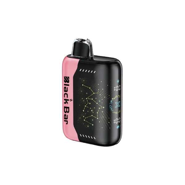 A 18ml Strawberry Kiwi Ice Black Bar Universe X disposable vape with red strawberry, green kiwi, and icy cool graphics. by Vape4Less.