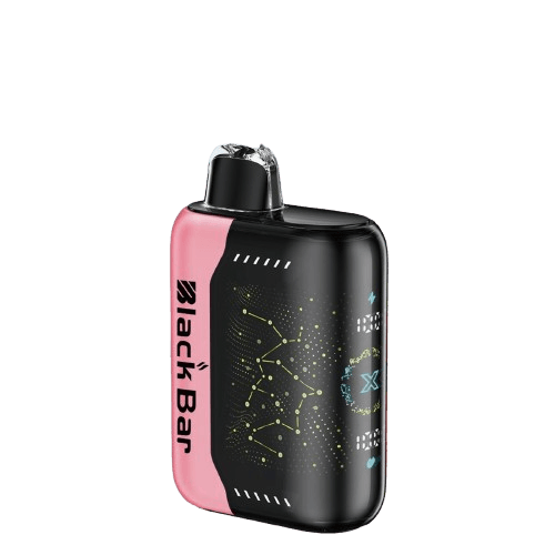A 18ml Strawberry Kiwi Ice Black Bar Universe X disposable vape with red strawberry, green kiwi, and icy cool graphics. by Vape4Less.