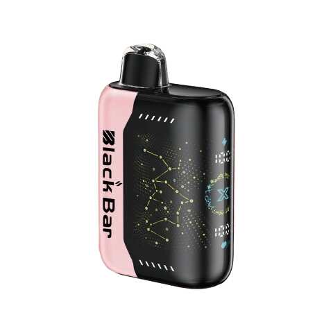 A 18ml Strawberry Watermelon Black Bar Universe X disposable vape with strawberry and watermelon fruit graphics on a sleek device. by Vape4Less.
