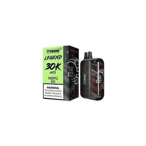 A 16ml Pineapple Kiwi Tyson 2.0 Legend 30K disposable vape with pineapple and kiwi-themed artwork. by Vape4Less.