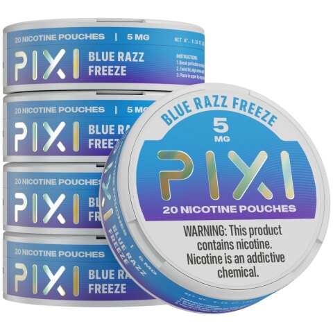 Blue Razz Freeze Pixi nicotine pouches can 5mg - 1 roll