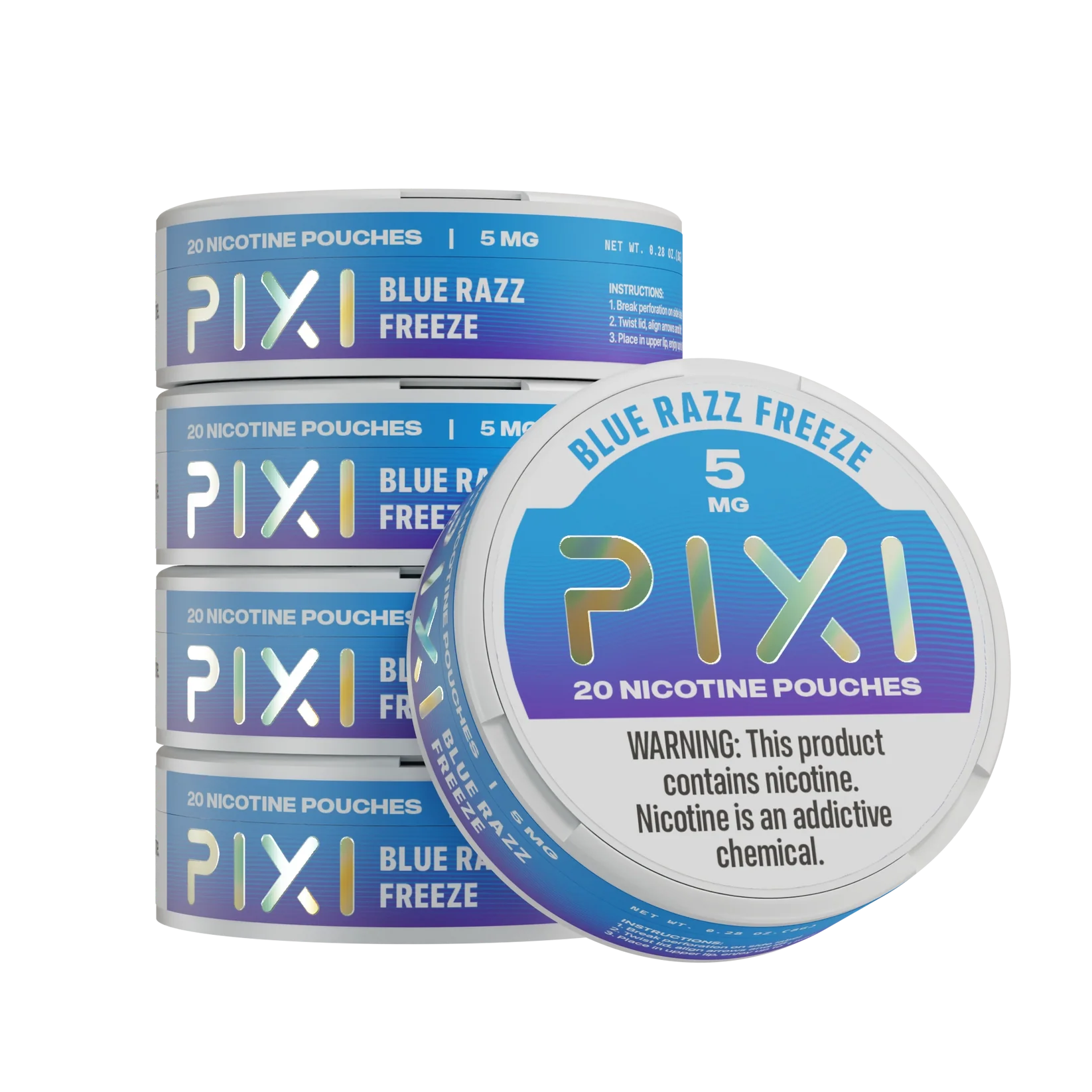 Blue Razz Freeze Pixi nicotine pouches can 5mg - 1 roll