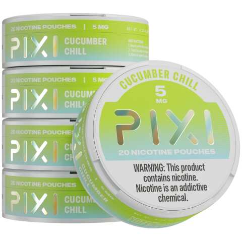 A Cucumber Chill Pixi nicotine pouches can 5mg - 5 pack by Vape4Less.