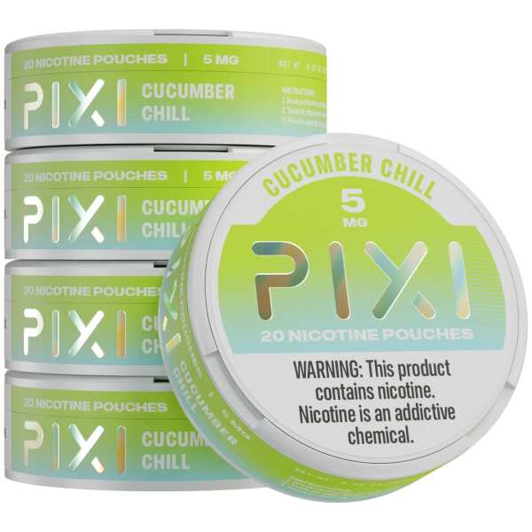 A Cucumber Chill Pixi nicotine pouches can 5mg - 5 pack by Vape4Less.