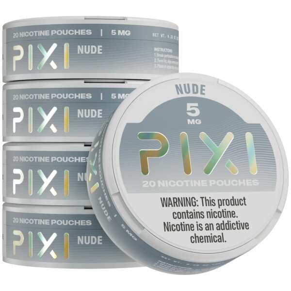 A Nude Pixi nicotine pouches can 5mg - 5 pack by Vape4Less.