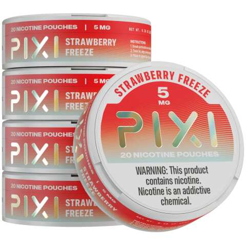 A Strawberry Freeze Pixi nicotine pouches can - 5mg - 5 pack