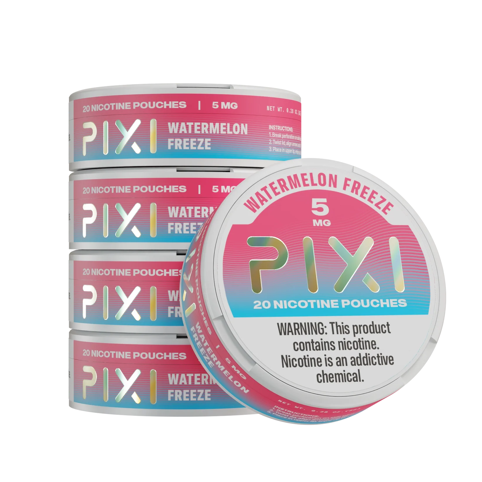 Watermelon Freeze Pixi nicotine pouches can 5mg - 1 roll