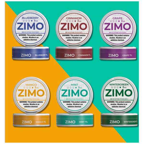 A Variety Pack Zimo Nicotine Pouches with multiple flavor options by Vape4Less.