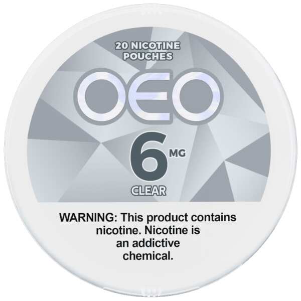 A Clear OEO nicotine pouches can by Vape4Less.