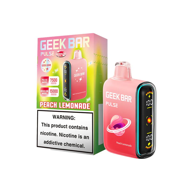 Geek-Bar-Pulse-Peach-Lemonade A 16ml Peach Lemonade Geek Bar Pulse disposable vape by Vape4Less.