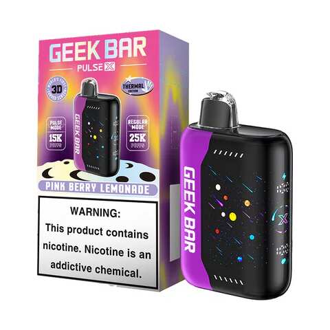 A Pink Berry Lemonade Geek Bar Pulse X 25K disposable vape by Vape4Less.