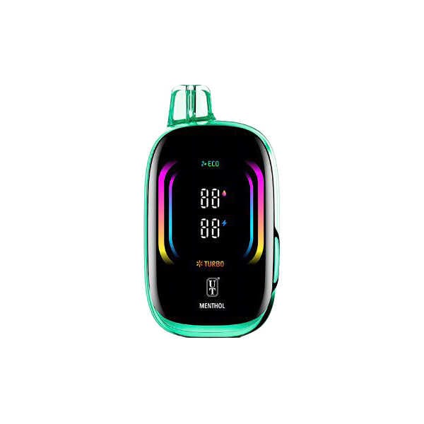 A Menthol Float Mello Pro 50K disposable vape with icy menthol float graphics and full smart screen display. by Vape4Less.
