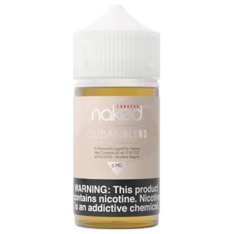 A 60ml bottle of Cuban Blend Naked 100 60mL e-liquid bottle by Vape4Less.