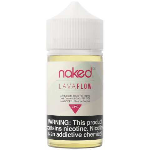 A 60ml bottle of Lava Flow Naked 100 60mL e-liquid bottle by Vape4Less.