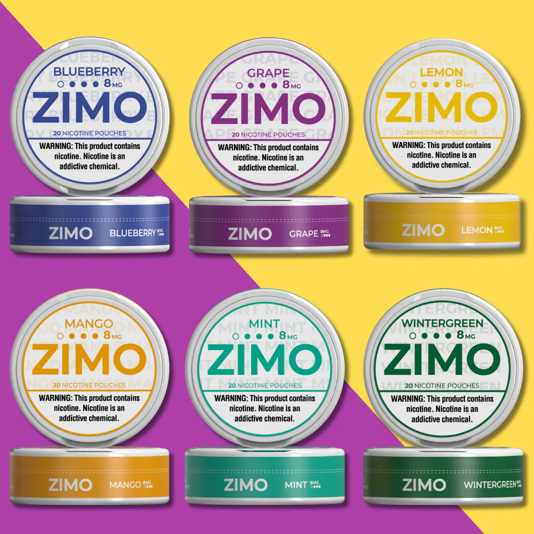 A Fruity Variety Pack Zimo Nicotine Pouches with mixed fruity flavor selection by Vape4Less.