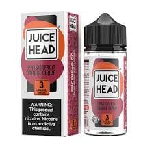 A 100ml bottle of Passionfruit Orange Guava Juice Head e-liquid bottle featuring passionfruit, orange, and guava fruit artwork on the label. by Vape4Less.