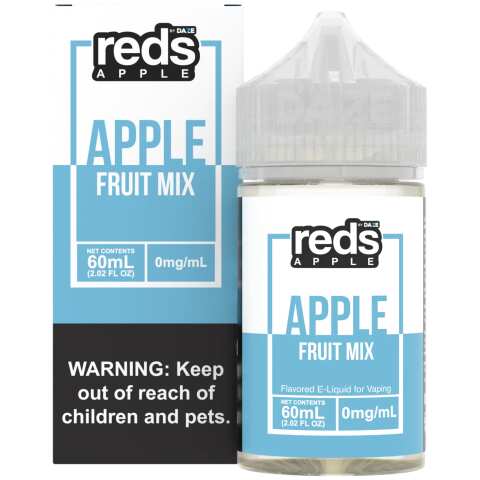 A 60ml bottle of Fruit Mix - Apple Reds 60ml vape juice bottle featuring red apple fruit mix label design. by Vape4Less.