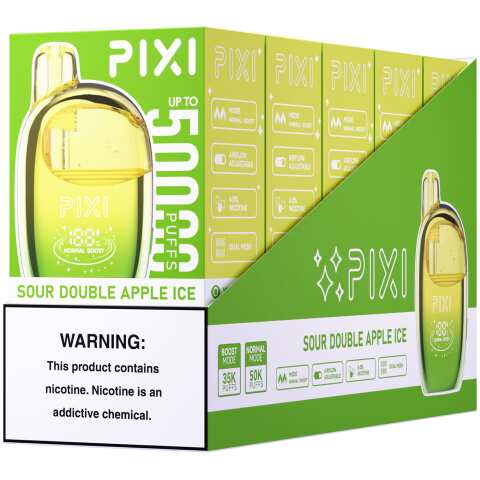 Sour Double Apple Ice Pixi 50K Disposable Vape Package by Vape4Less.