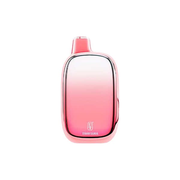 A Straw Guava Float Mello Pro 50K disposable vape with strawberry guava float graphics and full smart display. by Vape4Less.