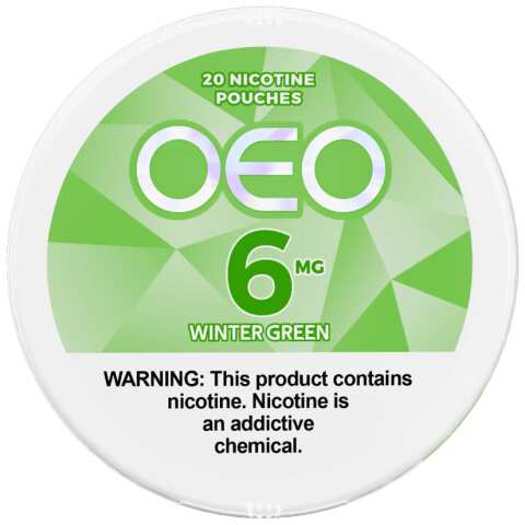 A Wintergreen OEO nicotine pouches can by Vape4Less.