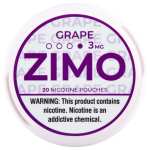 A Grape ZIMO Nicotine Pouches can featuring purple grape-themed branding and modern design. by Vape4Less.