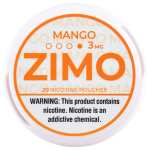 A Mango ZIMO Nicotine Pouches can featuring tropical mango-themed branding and modern design. by Vape4Less.
