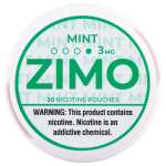 A Mint ZIMO Nicotine Pouches can featuring fresh mint-themed branding and a modern, minimal design. by Vape4Less.