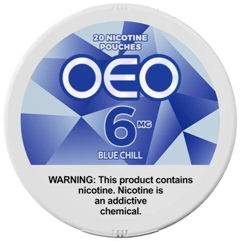A Blue Chill OEO nicotine pouches can by Vape4Less.