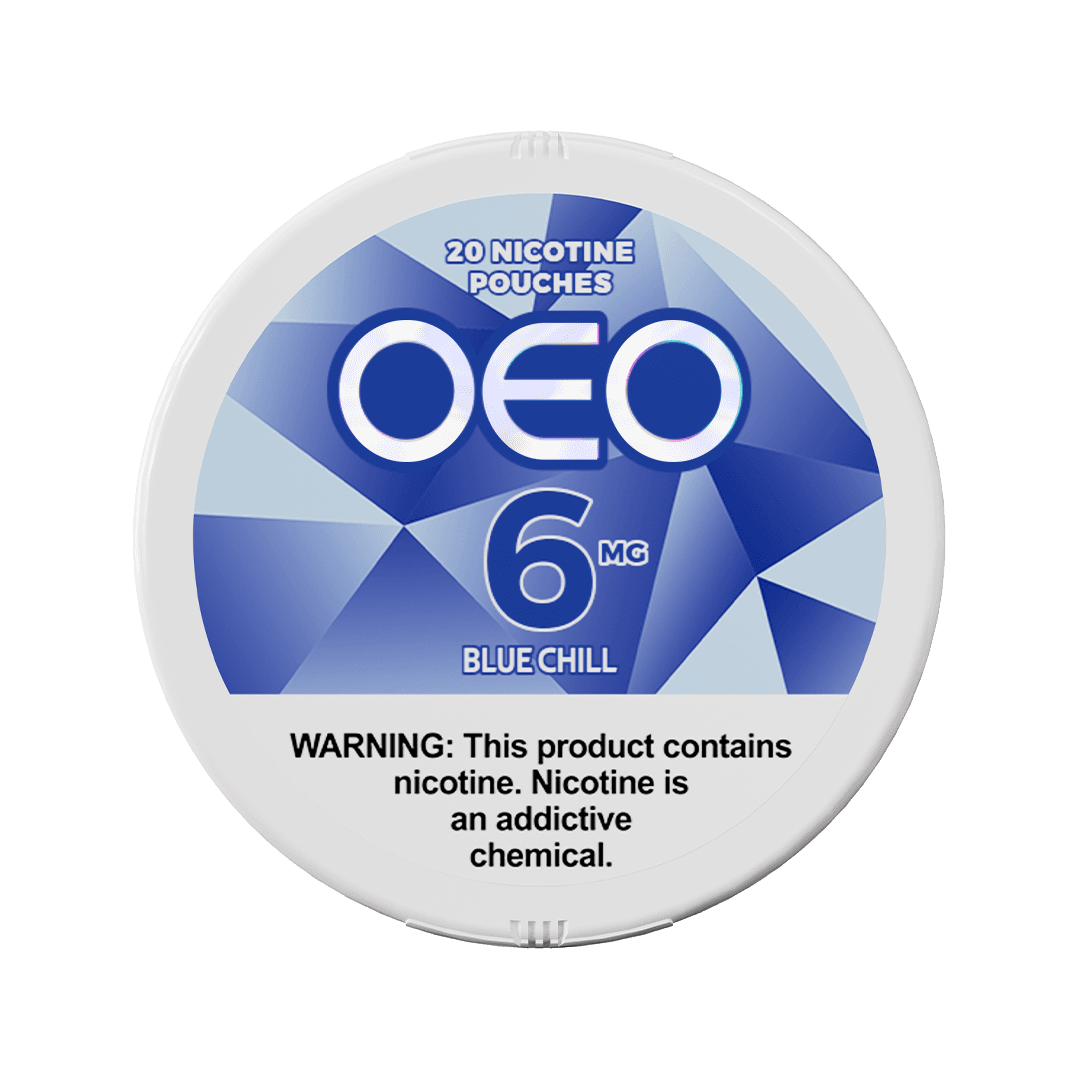 A Blue Chill OEO nicotine pouches can by Vape4Less.