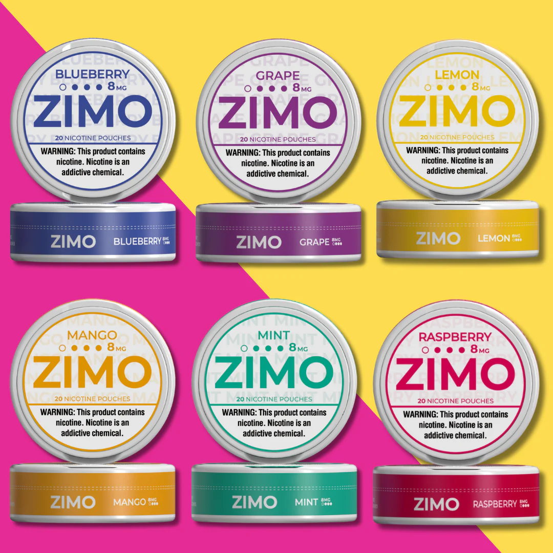 A Fruity Variety Pack Zimo Nicotine Pouches with mixed fruity flavor selection by Vape4Less.