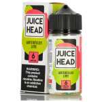 A 100ml bottle of Watermelon Lime Juice Head e-liquid bottle featuring watermelon and lime fruit artwork on the label. by Vape4Less.