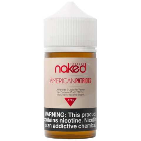 A 60ml bottle of American Patriots Naked 100 60mL e-liquid bottle by Vape4Less.