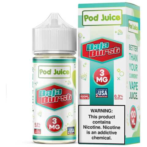 Baja Burst Pod Juice 100mL Freebase Bottle - Tropical Lime Soda and Citrus Vape Juice