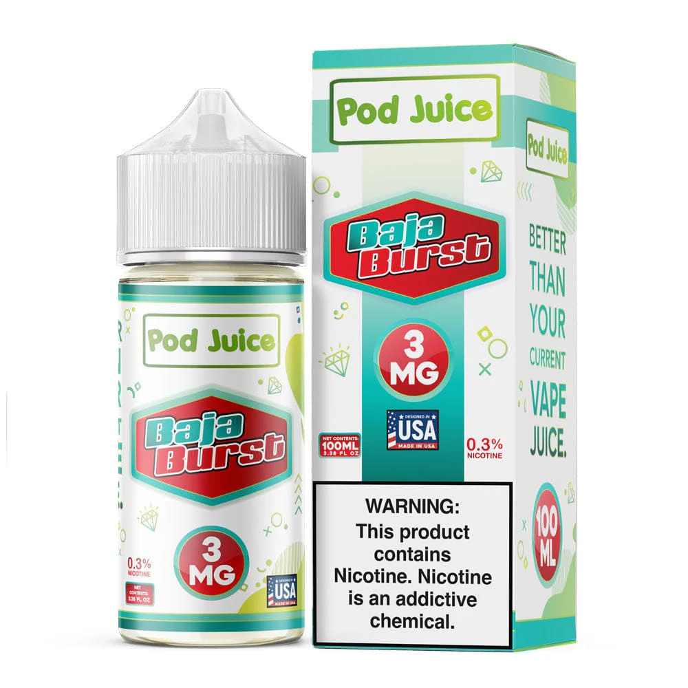 Baja Burst Pod Juice 100mL Freebase Bottle - Tropical Lime Soda and Citrus Vape Juice