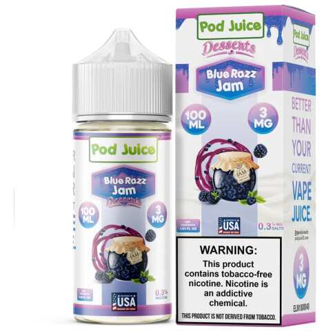 Blue Razz Jam Pod Juice 100mL Freebase Bottle - Sweet Blue Raspberry Jam Flavor