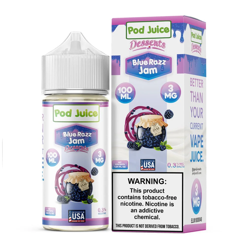 Blue Razz Jam Pod Juice 100mL Blue Razz Jam Pod Juice 100mL Freebase Bottle - Sweet Blue Raspberry Jam Flavor
