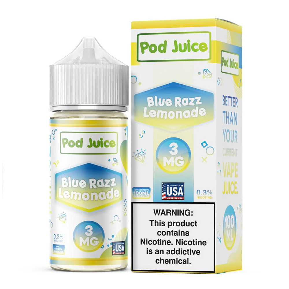 Blue Razz Lemonade Pod Juice 100mL Freebase Bottle - Tangy Blue Raspberry Lemonade Flavor