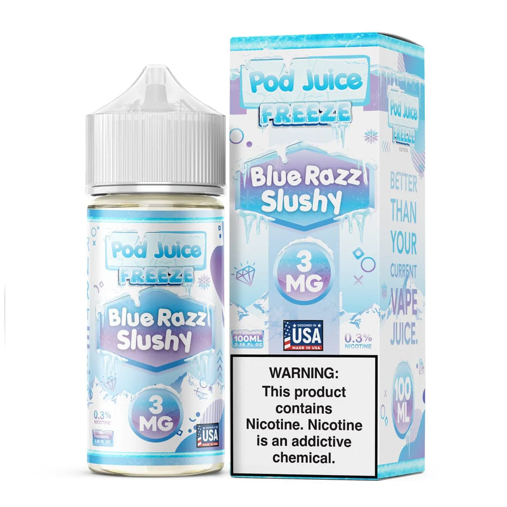Blue Razz Slushy Freeze Pod Juice 100mL Freebase Bottle - Chilled Blue Raspberry Slushy Flavor