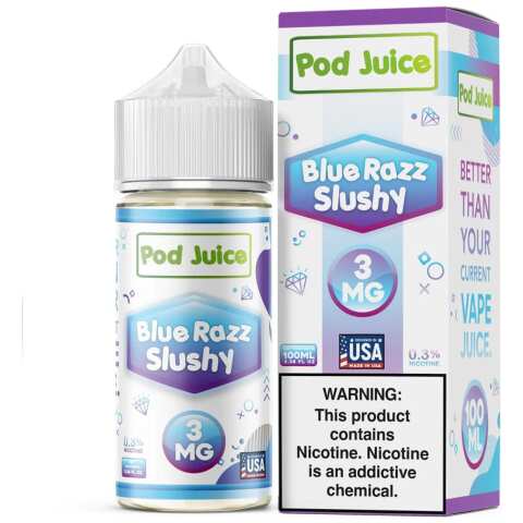 Blue Razz Slushy Pod Juice 100mL Freebase Bottle - Sweet Blue Raspberry Candy Flavor