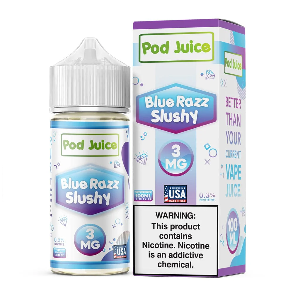 Blue Razz Slushy Freeze Pod Juice 100mL Blue Razz Slushy Pod Juice 100mL Freebase Bottle - Sweet Blue Raspberry Candy Flavor