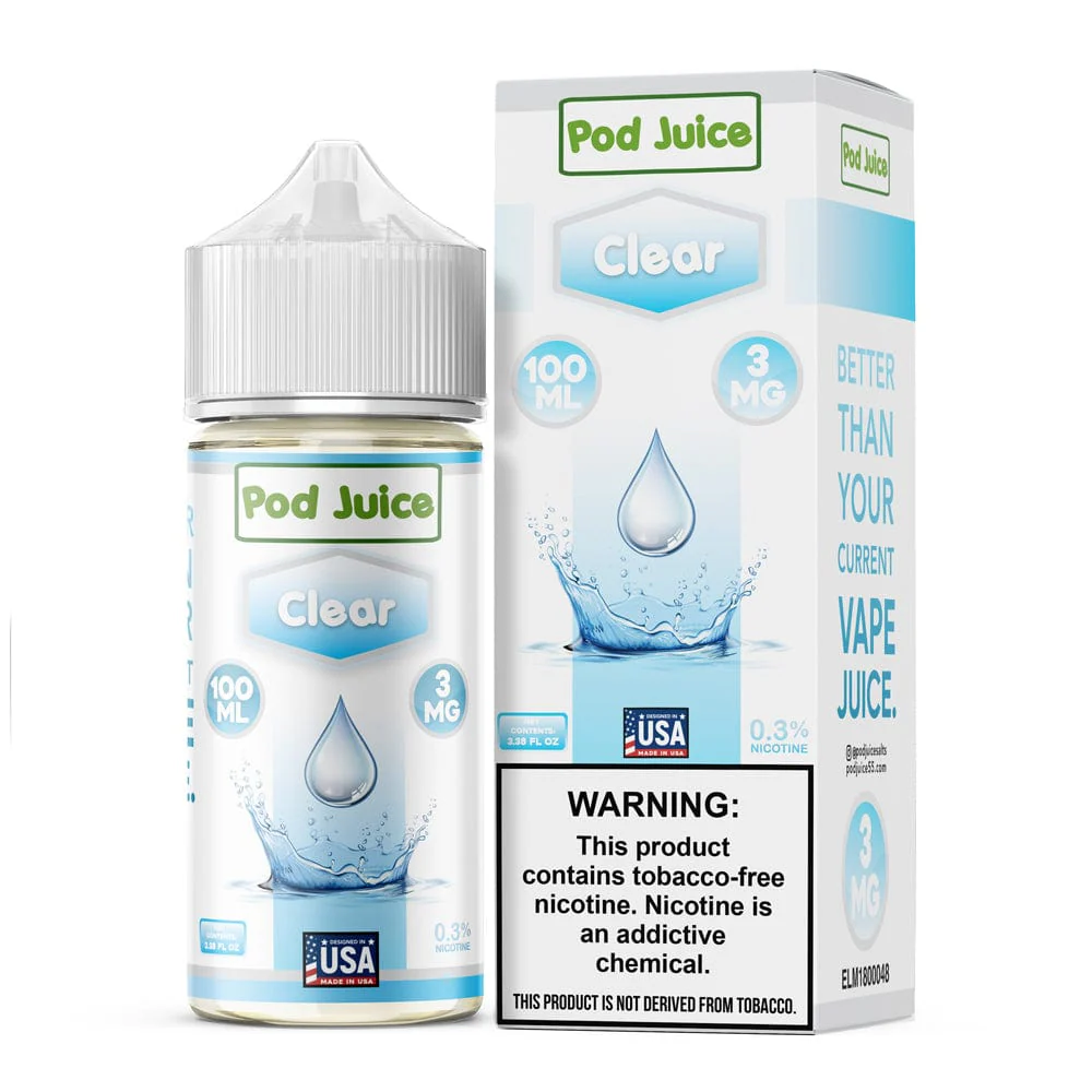 Clear Pod Juice 100mL Freebase Bottle - Flavorless and Transparent E-Liquid
