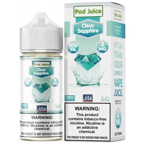 Clear Sapphire Pod Juice 100mL Freebase Bottle - Flavorless Icy Menthol E-Liquid