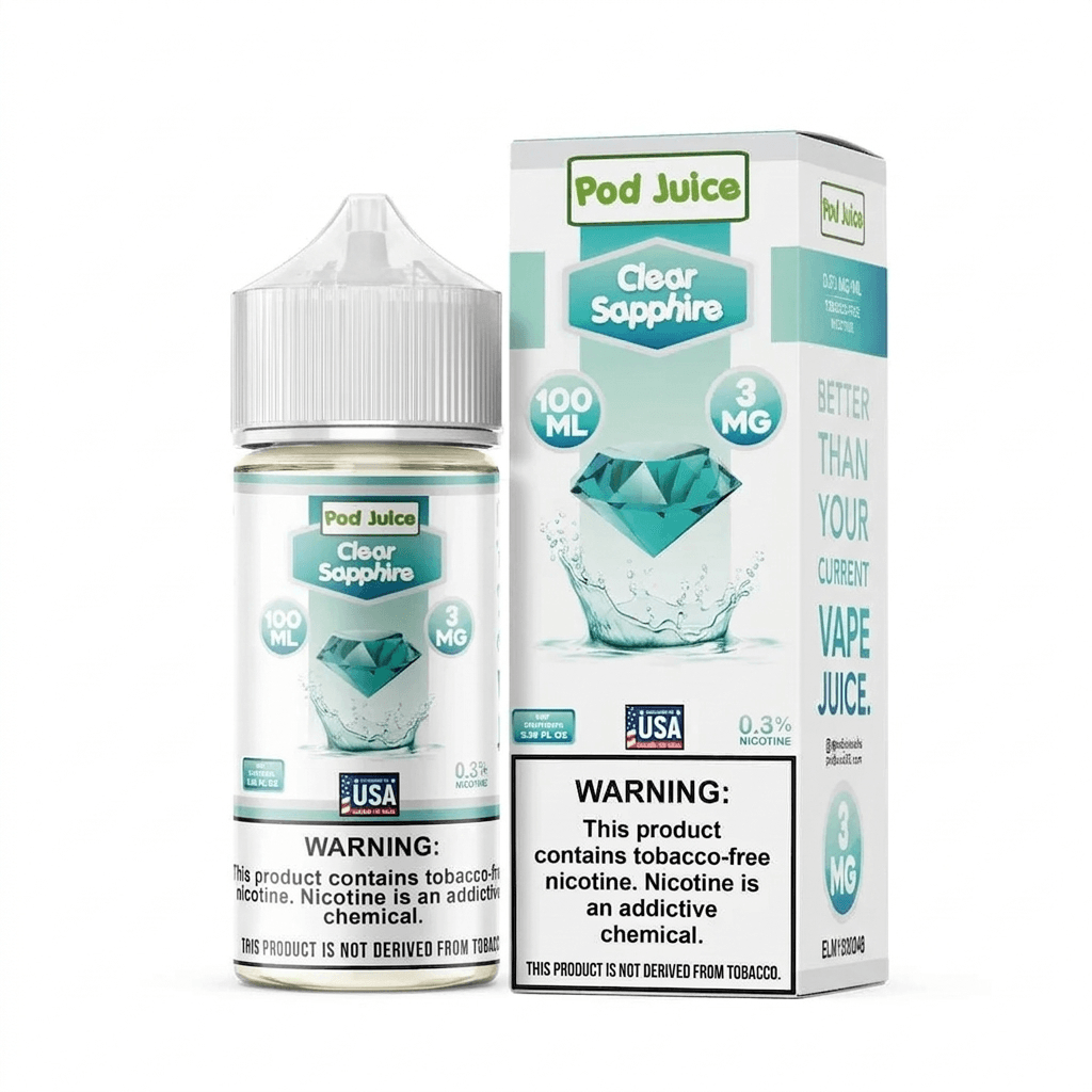 Clear Sapphire Pod Juice 100mL Clear Sapphire Pod Juice 100mL Freebase Bottle - Flavorless Icy Menthol E-Liquid