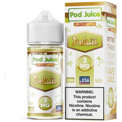 Dubai Pod Juice 100mL Freebase Bottle - Rich Bold Tobacco Flavor