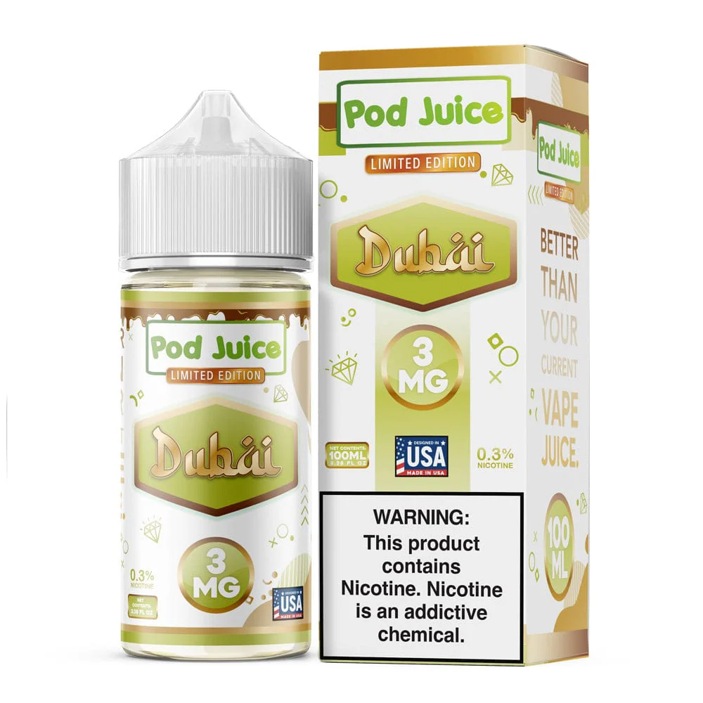Dubai Pod Juice 100mL Dubai Pod Juice 100mL Freebase Bottle - Rich Bold Tobacco Flavor