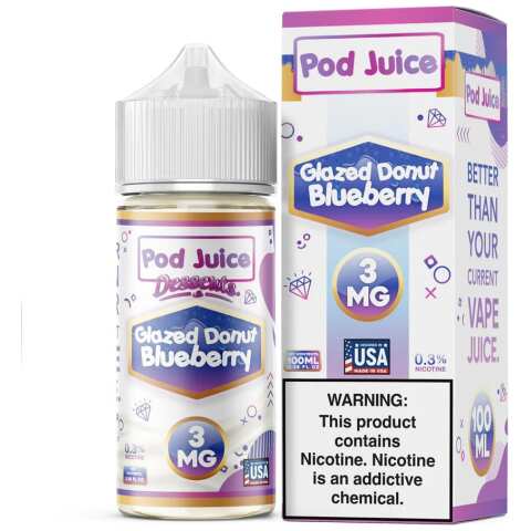 Glazed Donut Blueberry Pod Juice 100mL Freebase Bottle - Sweet Glazed Donut with Blueberry Jam Flavor