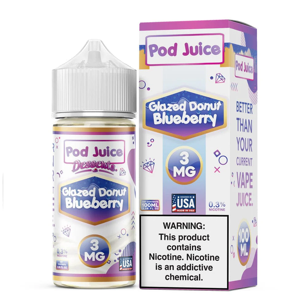 Glazed Donut Blueberry Pod Juice 100mL Glazed Donut Blueberry Pod Juice 100mL Freebase Bottle - Sweet Glazed Donut with Blueberry Jam Flavor