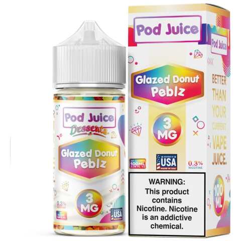 Glazed Donut Peblz Pod Juice 100mL Freebase Bottle - Sweet Cereal Topped Glazed Donut Flavor